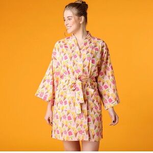 Mahogany Sz Large Popsicle Pink Short Robe Cotton NWT
